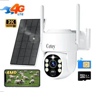 4G LTE Cellular Solar Security Camera, No WiFi Needed, 2K HD 360° Coverage, Motion Alerts, Color Night Vision, App Remote Access (SIM & SD Included)