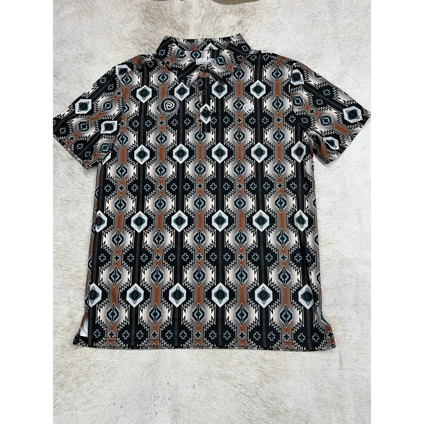 Rock And Roll Daniel RR Aztec Printed polo Black