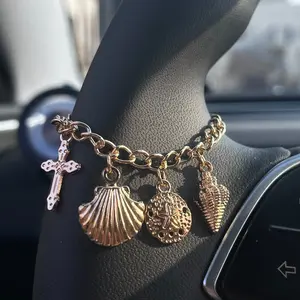 Adjustable Steering Wheel Decorative Piece, 15 Cm Simple Style, Cute Shell Conch Car Hanging Accessory, Unique Fashion Car Decoration, Car Interior Decoration