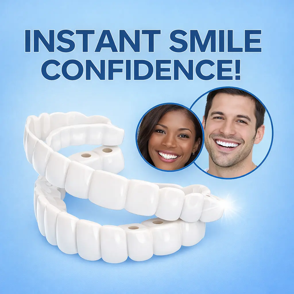 [3 Pairs] Cosmetic Smile Cover for Teeth - Instant Visual Look Enhancer - Non-Medical Snap-On Veneers for Photo-Ready Appearance - Soft Flexible Fit Over Upper Teeth - Reusable Easy Moldable Accessory