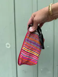 Harlow Moon in Thai Stripe with Black Leather Wristlet