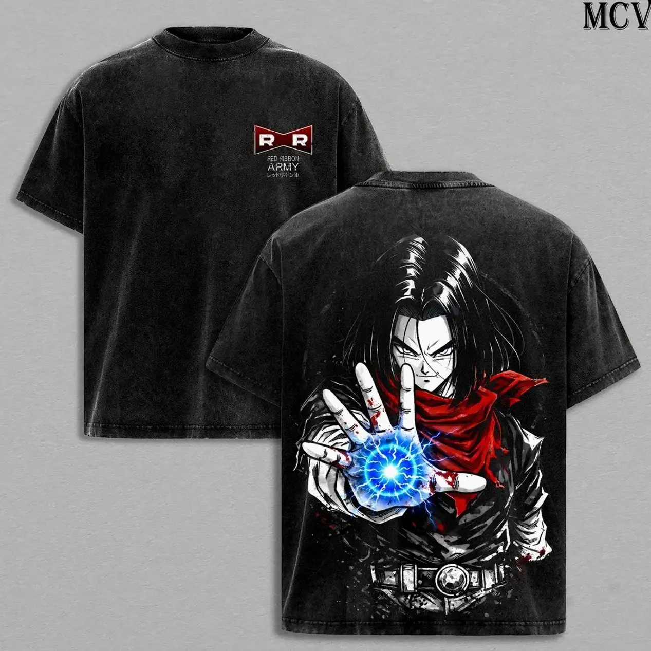 Android 17 Tee – DBZZ Infinite Energy Anime Graphic Double Printed T-Shirt, Menswear Heavy Cotton Unisex Oversize Streetwear Vintage Fighter Edition 6PL