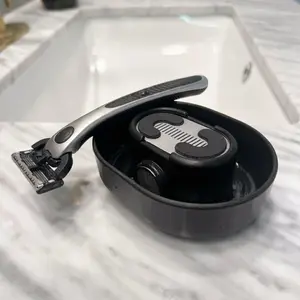 Razor Rinser Pro, Stainless Steel Push-Type Shaving Razor Cleaner, Portable Rinser Tool for Men, Shaving Accessories, Daily Shaving Tool, Quick Cleaning, Saves Water, No Electricity, Durable