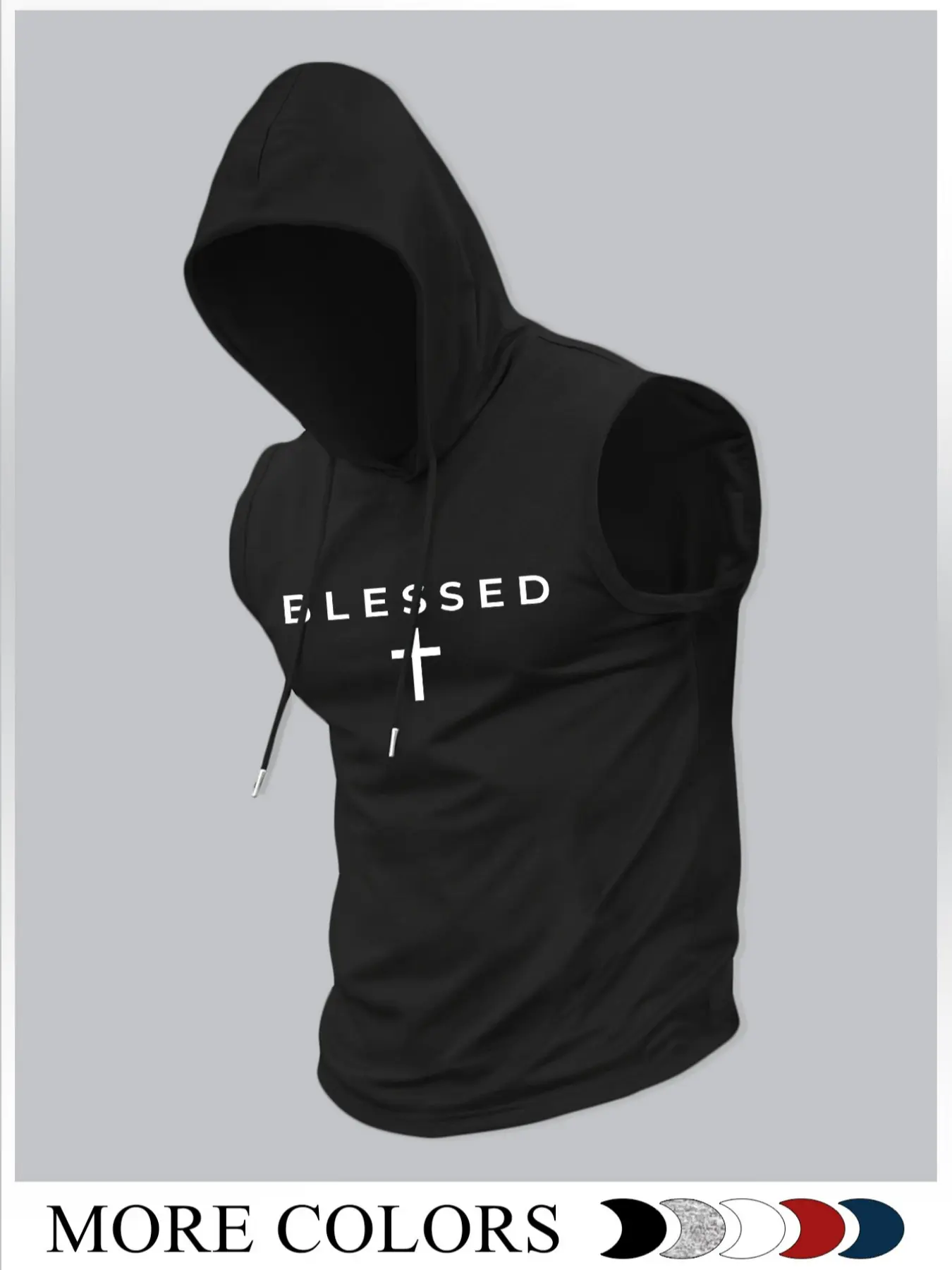 Men's Fashion Hooded Sports Vest, Sleeveless Sports Top, Casual Summer Wear, Casual Gym Vests, Moderate Fabric Thickness, Fitted Style, Ideal for Outdoor Activities