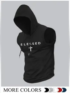 Men's Fashion Hooded Sports Vest, Casual Summer Wear, Moderate Fabric Thickness, Fitted Style, Ideal for Outdoor Activities