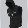 Men's Fashion Hooded Sports Vest, Sleeveless Sports Top, Sleeveless Gym Tops, Sleeveless Exercise, Casual Summer Wear, Casual Gym Vests, Moderate Fabric Thickness, Fitted Style, Ideal for Outdoor Activities