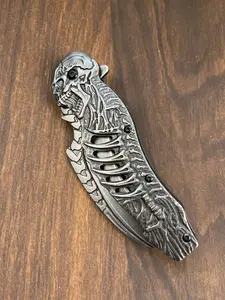 Hollow Skull Kitchen Knife,Sharp Fruit Folding Knife,Aluminum Handle Knife
