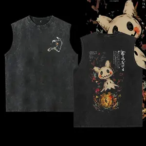 Washable vest MimikyuPokemonAnime Double Printed Vintage Washed  Unisex Oversize Heavyweight Cotton  for Anime Fans and Lovers, Oversize , Vintage outfit, Gift for him, for her G39