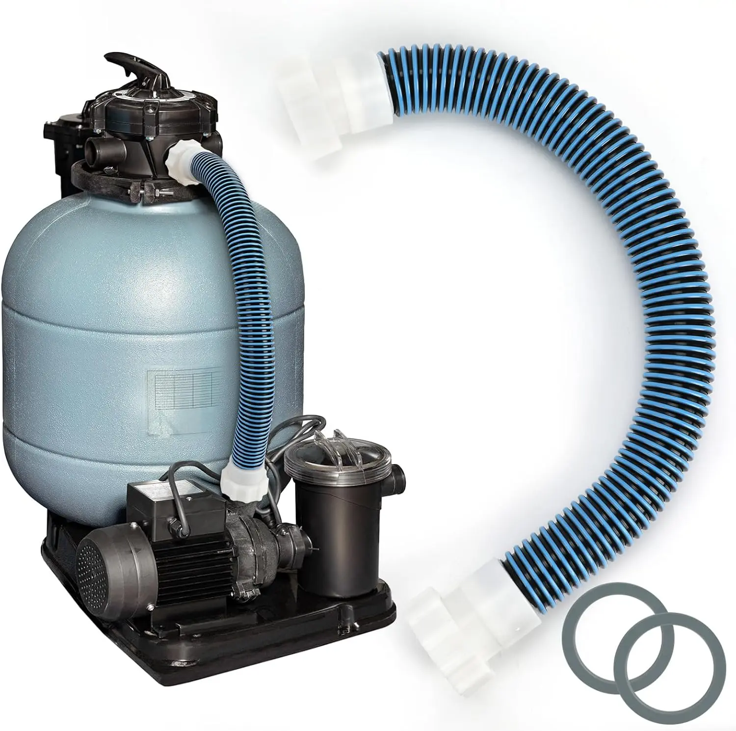 24 Inch 1.5 Inch EVA Pool Sand Filter Pump Hose, 2FT Replacement Hose for Above Ground Pools, Compatible with Sand Filters and Saltwater Systems