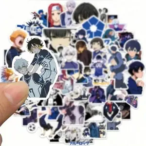 50 Blue Prison Anime Stickers, Vinyl Cartoon Stickers, Reusable, Self-Adhesive, Irregular Shapes, for Water Bottles, Laptops, Sketchbooks, Skateboards, Cellphone Phone Cases
