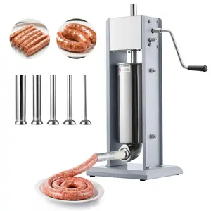 Manual Sausage Stuffer, 11 Lbs Capacity, 5 L Vertical Meat Stuffer, Heavy Duty Sausage Casing Meat Stuffing Machine, Dual Speed Stainless Steel Filler With Five Filling Tubes, Ideal For Commercial And Home Use