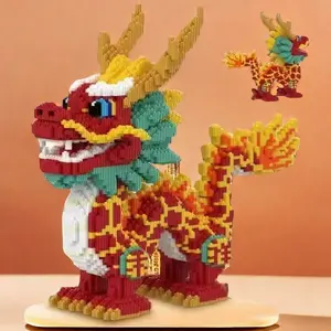 The 7596-piece Classic Lucky Dragon Building Kit, Building Block Model, a cartoon-style creative animal series DIY handicraft puzzle, is a highly challenging and complex brick-building kit perfect for Christmas and birthday gifts