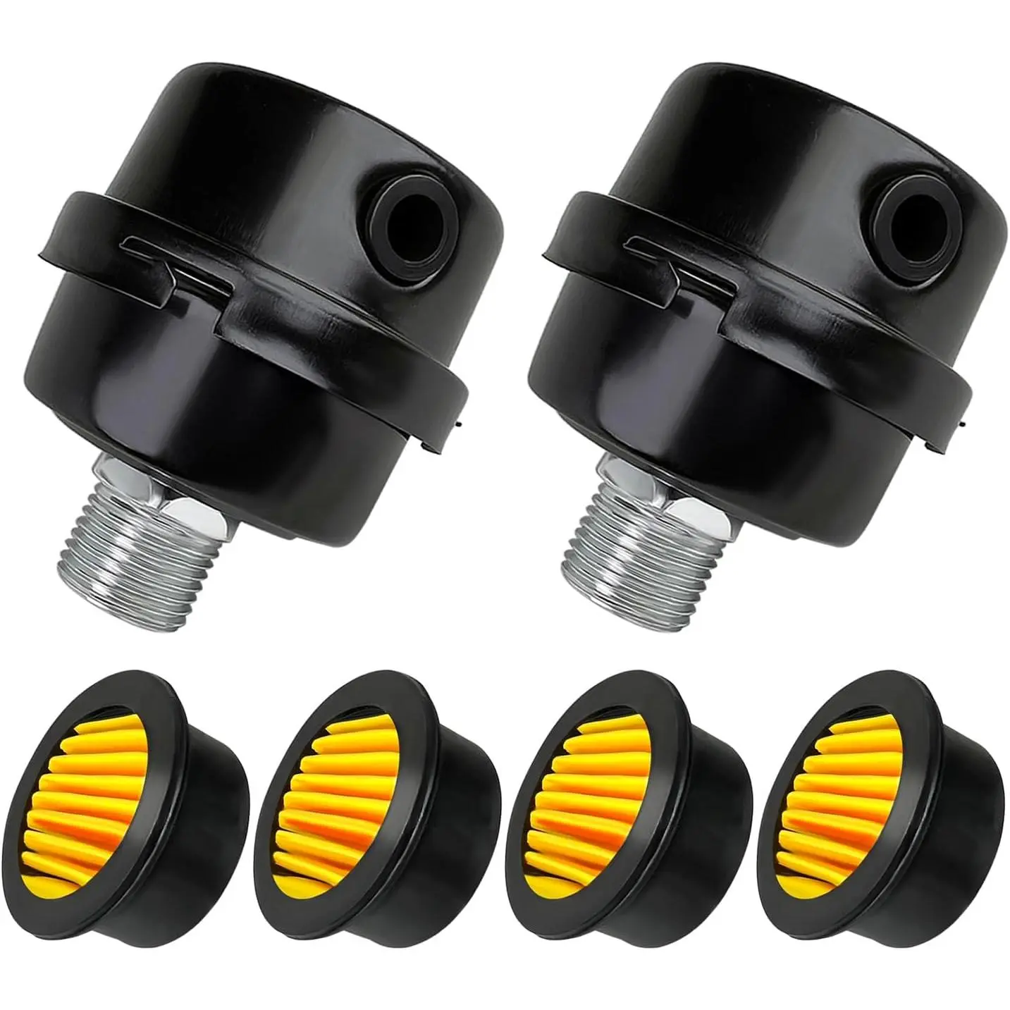 2 Pcs 1/2" Thread Air Compressor Silencer Filter, 20mm Metal Noise Muffler, Intake Filter Replacement for Generators, Blowers, Exhaust Ports, Air Compressor Parts