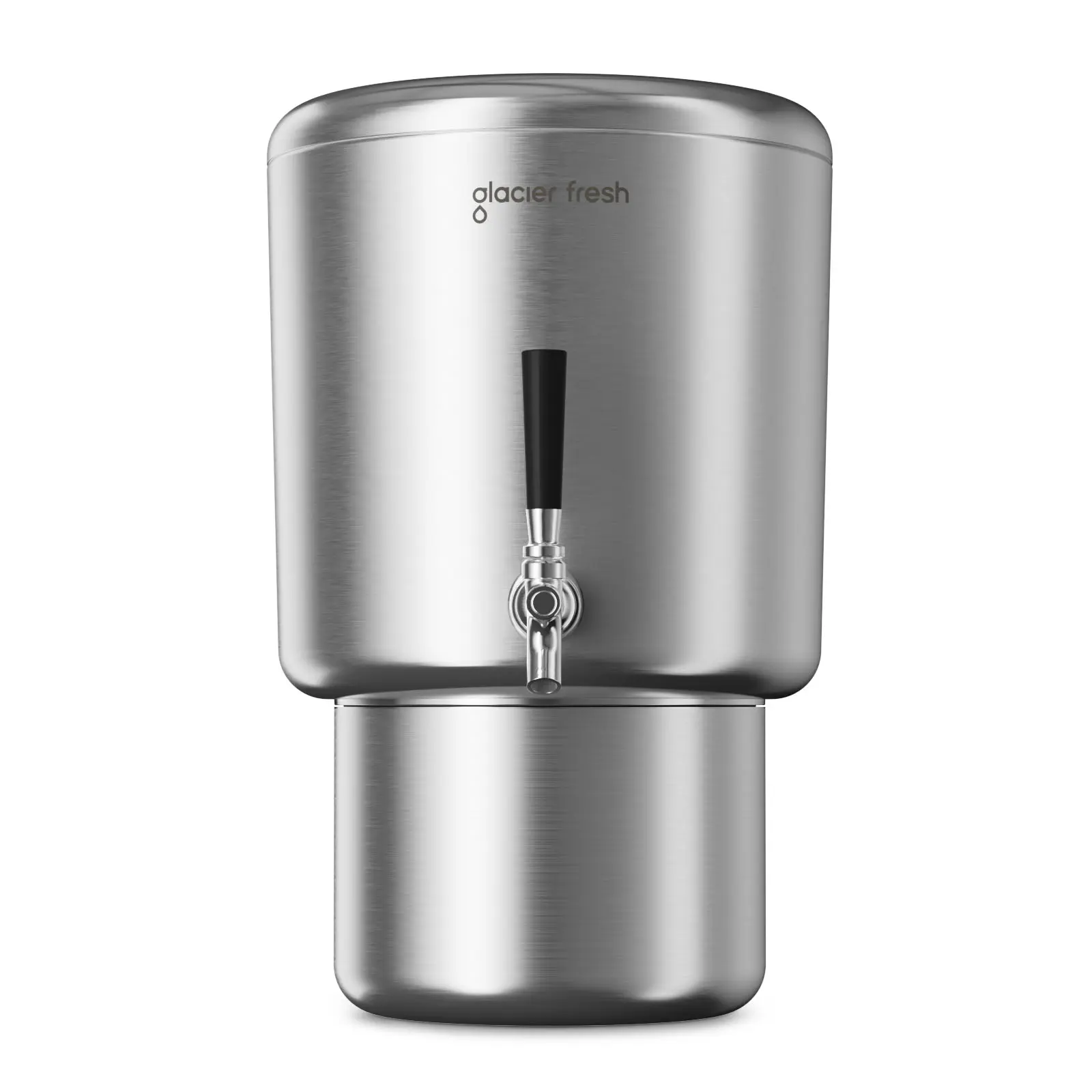 Glacier Fresh 2.25 Gal Stainless Steel Water Filter System, Countertop Gravity-Fed Unit with Nanofiber Filter for Family Use, Cold Water Purifier for PFAS, Microplastics, Bacteria, Viruses