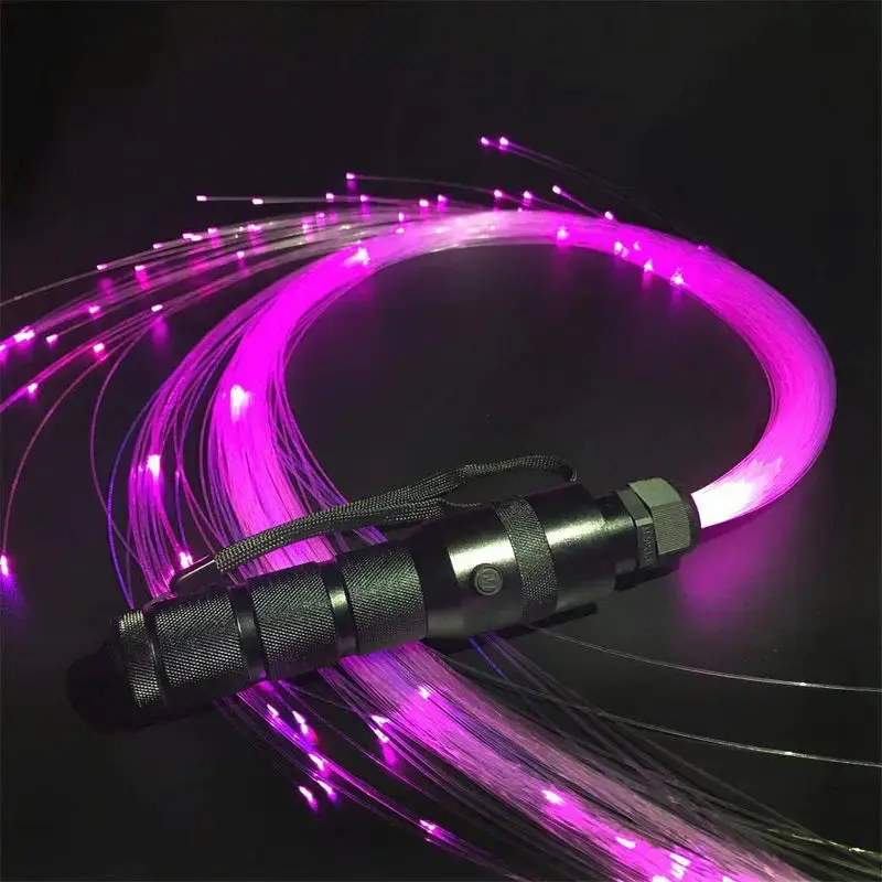Battery Operated LED Fiber Optic Whip 360 Degree Pixel Light-up Flow Toy Rave Dance Party Lighting Show Rechargeable  Music Festival black new