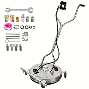 24 Inch Powerful Stainless Steel Pressure Washer Surface Cleaner, 4 Wheels & Dual Handles, Heavy Duty Cleaning Attachment for Patios, Sidewalks, Decks & Driveways