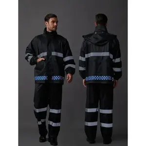 2pcs set of top and bottom raincoat and rain pants with pockets for outdoor hiking and work, suitable for both men and women, available in multiple colors