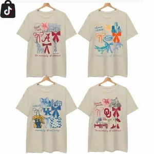 [Sale off 50%] Custom College Vintage Coquette College T-Shirt - Sand Color, Retro Game Day Graphic Tee, All Teams Design, Unisex Natural Cotton Shirt for Men and Women Hand-Drawn T-Shirt 8M6