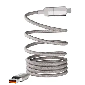 Four-In-One Magnetic Data Cable, 100% Pure Copper, 240w Fast Charging, Compatible with iPhone, Samsung, Huawei, Laptops, Lightning Connector