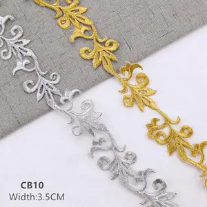 zsbszc 3.5CM width 4m/lot golden thread lace trim Silver glue on Clothes Diy lace ribbon trim Fabric CB10