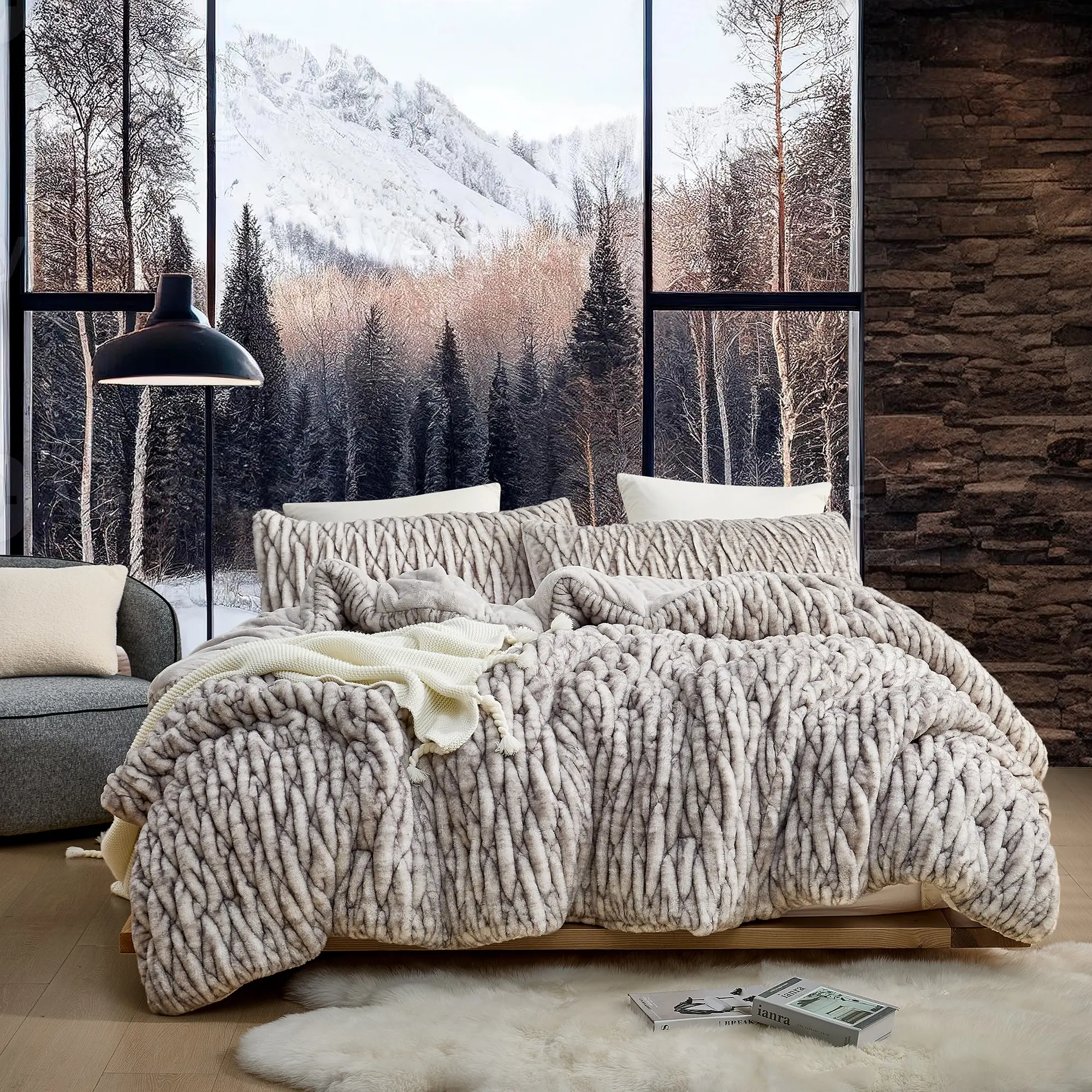 Wrinkle Rolls Chunky Bunny - Coma Inducer Oversized Comforter Set - Whiteout Gray