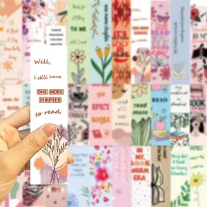30 Pack - English Flower & Reading Series Bookmark Set, 1.5x6 inches each, paper bookmarks, art bookmarks, funny bookmarks, the best gift for nature lovers