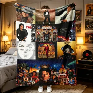 Michael Jackson Inspired Music Flannel Blanket, Funny Pop Star Throw, Soft Cozy All Season Blanket for Sofa Bed Camping Travel, Modern Home Decor, Christmas Holiday Gift adult children's blankets