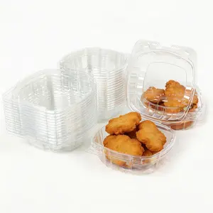 100 Pack Clear Plastic Hinged Food Containers with Lids -6*6" Disposable Square Clamshell Take Out Boxes for Cake Slice, Sandwich, Salad, Dessert & Pastry - Thickened Togo Food Tray