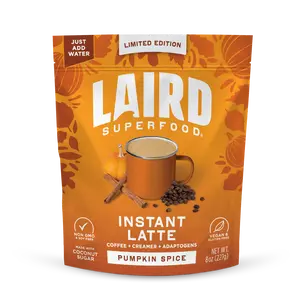 Laird Superfood Pumpkin Spice Instant Latte - Limited Edition Instant Latte with Pumpkin Spice, Coffee & Creamer, Sugar, Beverage, 22 oz