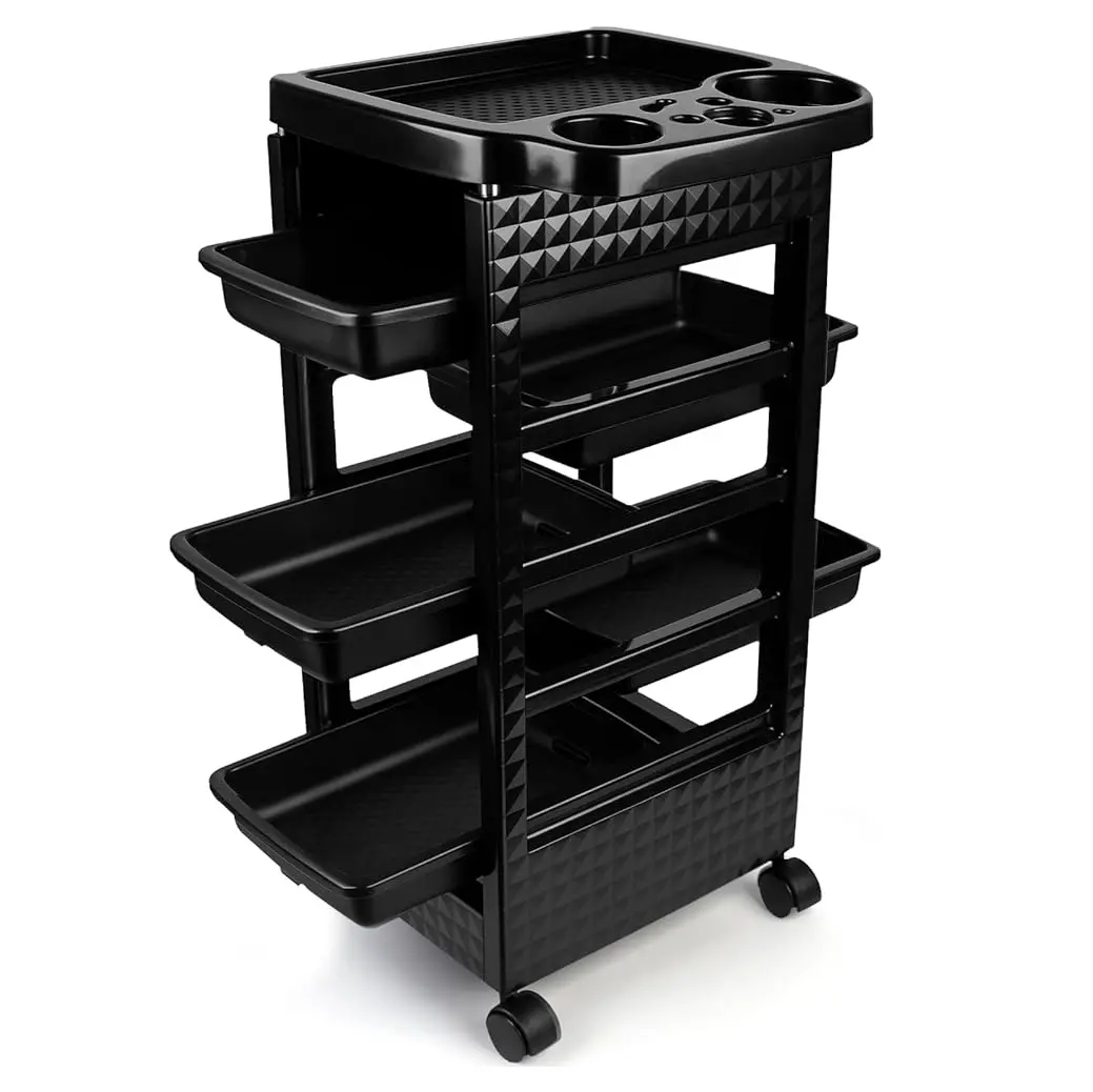 Modern Salon Furniture Storage Trolley - Salon Equipment Cart with 5 Drawers, Hair Dryer Holder and Tool Organization Racks Salon Furniture and Equipment Commercial Salon Equipment Beauty Salon Equipment
