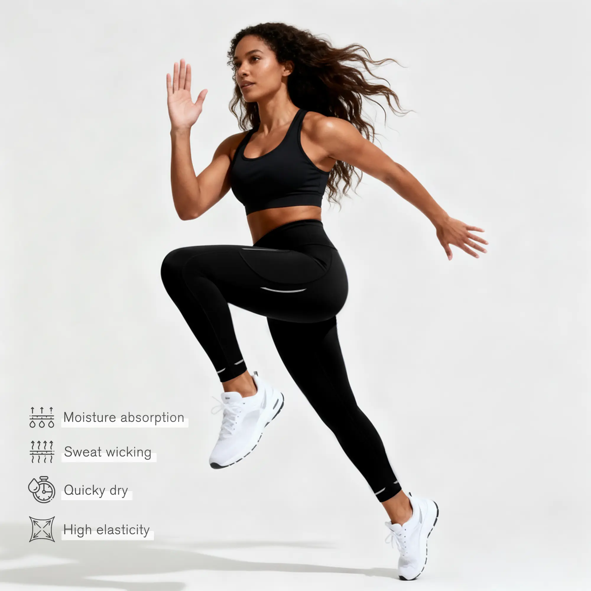 Women's High Waisted Compression Leggings with Pockets Soft Tummy Control Moisture Absorption Quick Dry High Elasticity for Yoga Gym Support Comfort