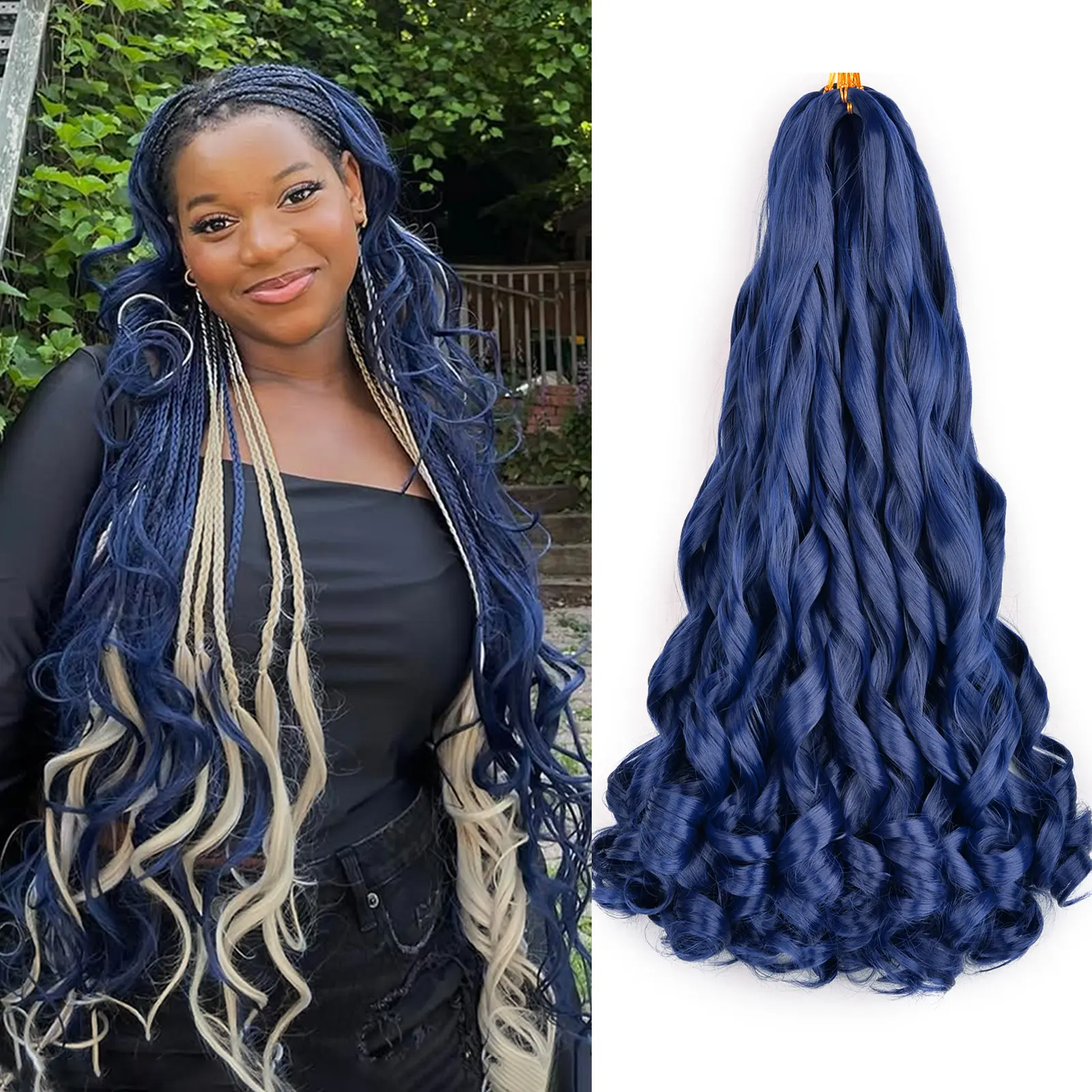 French Curly Braiding Hair 22 Inch Loose Wavy 8 Packs Bouncy Braiding Hair Extensions 75g/Pack Synthetic French Curl Crochet Hair for Black Women (22 Inch,8 Packs)