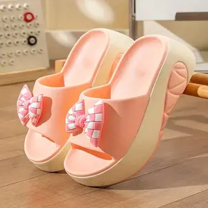 OFIREND Women's Summer Bow Slipper Slides - Non-Slip EVA Material, Comfortable Home & Bathroom Shoes with Playful Butterfly Design, Available in Black, Green, Beige, Pink, White