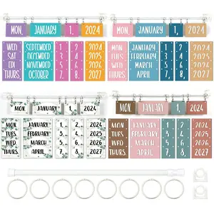 Colorful Flip Calendar Set with Stand, 54 Date Cards for Adjustable Décor, Ideal for Classroom and Home Use, Wall Calendar Planner, Calendars Planners