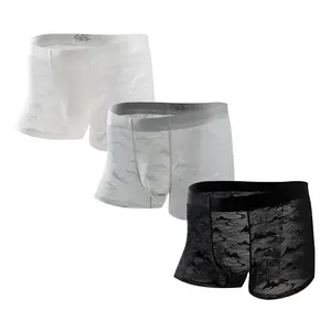 NEXFORMX Men's Fashion Mountain Textured Lace Boxer Trunks Camellia Fragrance Wide Underwear Elastic Waistband Ultra Soft Breathable Good Gift Choice