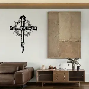 Large Metal Cross Wall Art, Gothic Iron Religious Decoration, Elegant Design for Home or Outdoor Spaces, Ideal Gift for Girlfriend or Son