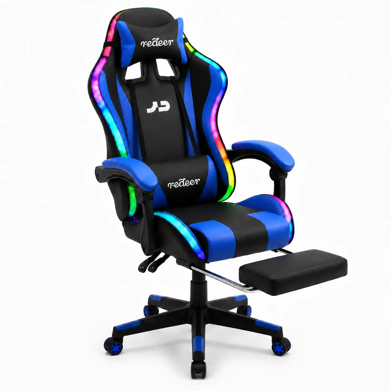 SonicMOO Gaming Chair with RGB LED Lights, Footrest, Lumbar Support & Headrest - High Back Reclining Swivel Computer Chair canopy