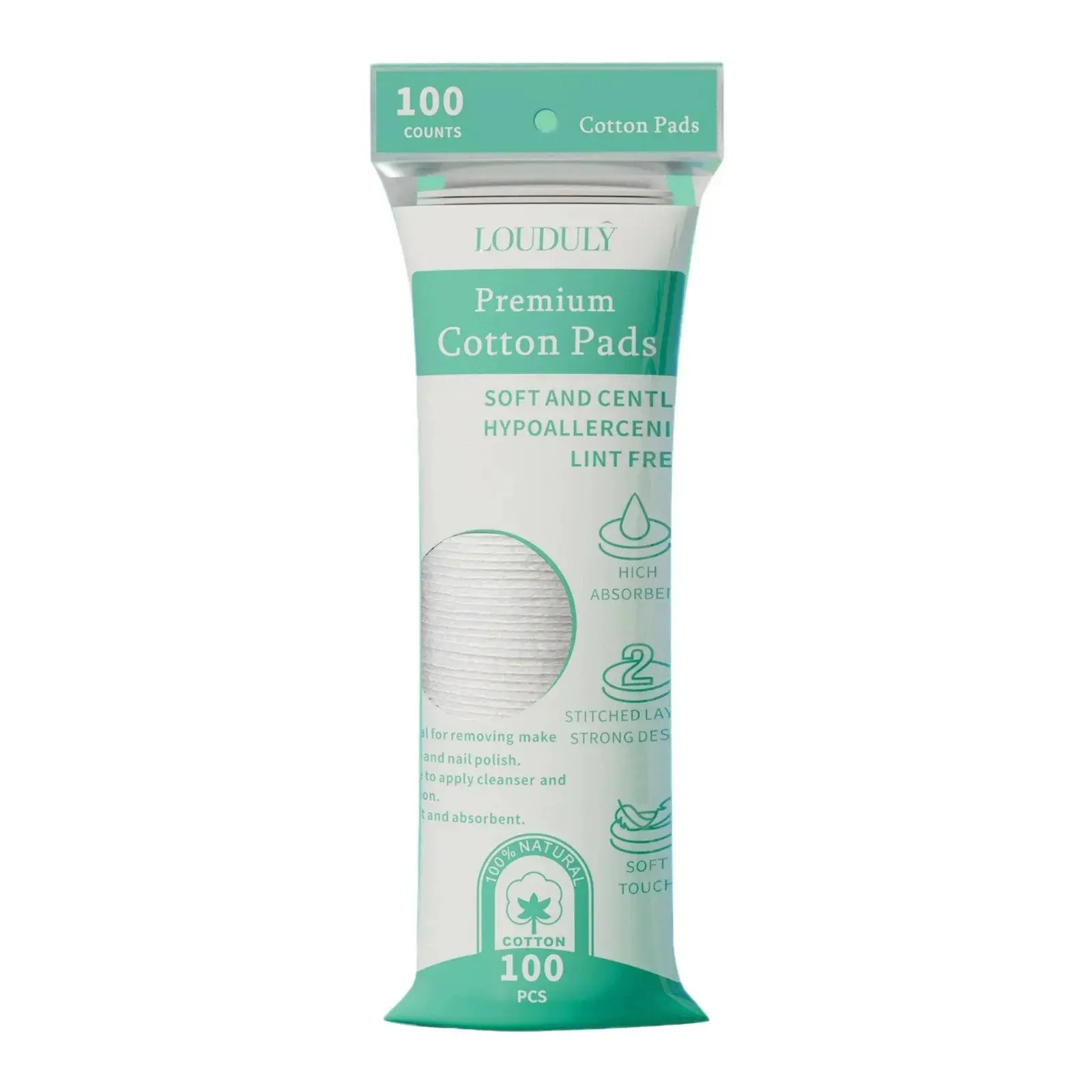 100pcs Premium Cotton Rounds for Face, Cosmetic Makeup Remover Pads, Cleansing Cloths, Hypoallergenic, Gentle, Lint-Free, Ideal for Sensitive Skin, Daily, Facial Disposable Cloths, Packaging May Vary