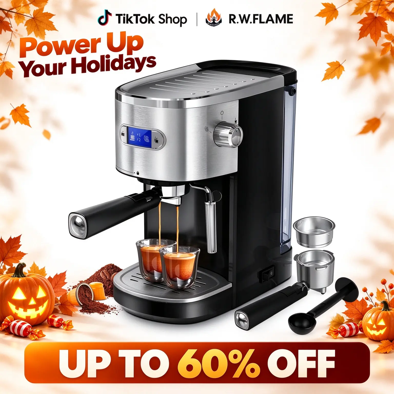 20-Bar Automatic Espresso Machine Coffee Maker Combo - 22-in-1 Home Use Equipment with Pump-Powered System, Milk Frother Steam Wand, 45 oz Removable Water Tank, Compact Design, Durable Construction, Fast Heating for Barista-Quality Cappuccino, Latte