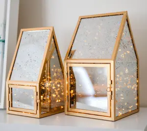 Set of 2 Medium & Large Mercury Glass Lanterns by Lauren McBride