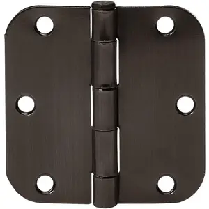 Basics Rounded 3.5 Inch x 3.5 Inch Door Hinges, Oil Rubbed Bronze,