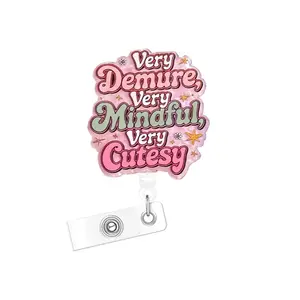 Funny Acrylic Bling Retractable Badge Reel, 1/16pcs   Belt Clip Retractable Name Badge Holder for Nurse Doctor Student Worker Volunteer Id Badge Holder