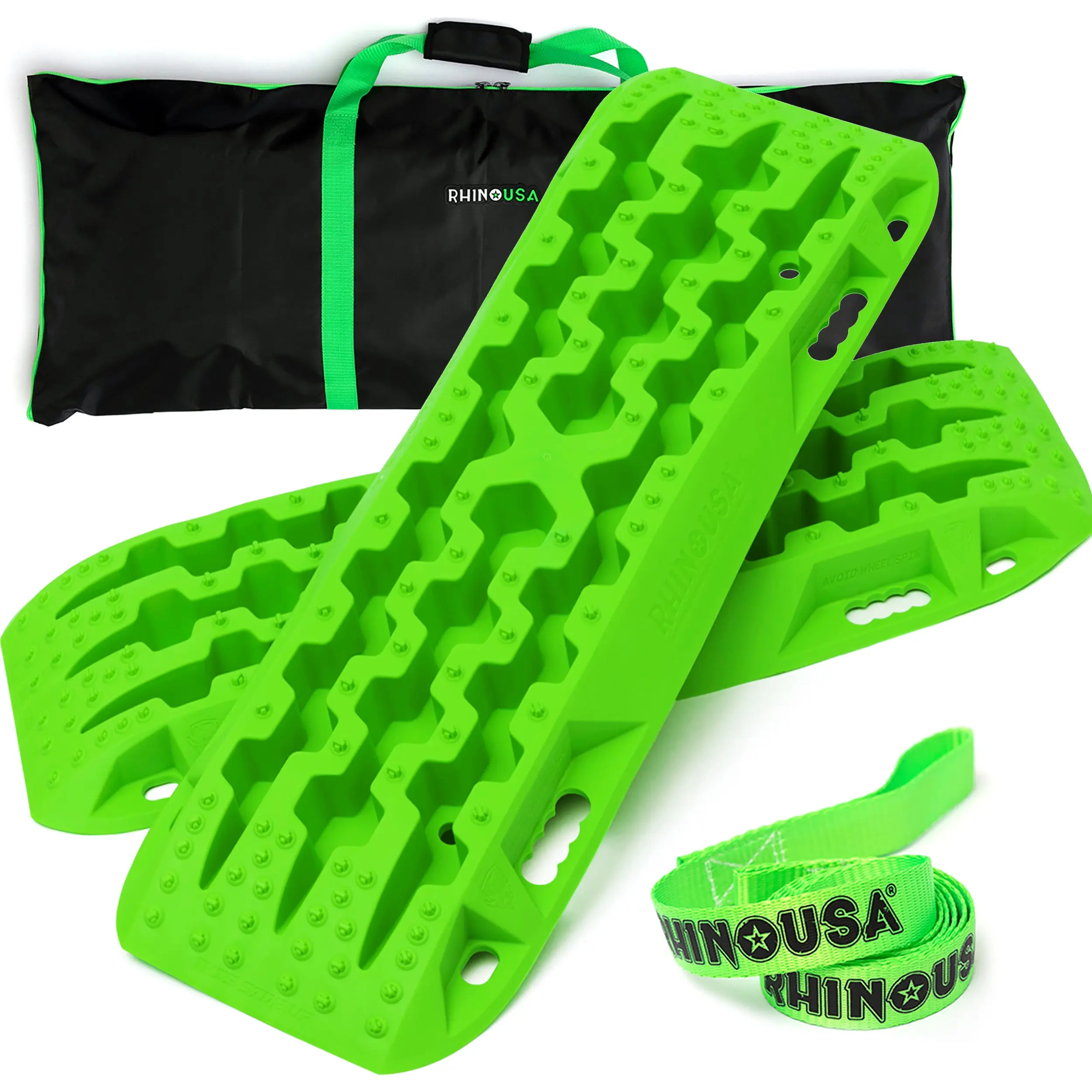 Rhino USA Recovery Traction Boards - Ultimate Offroad Tracks Board - Best Off-Road Accessories for Sand, Mud & Snow - w/ Heavy Duty Zipper Carry Bag