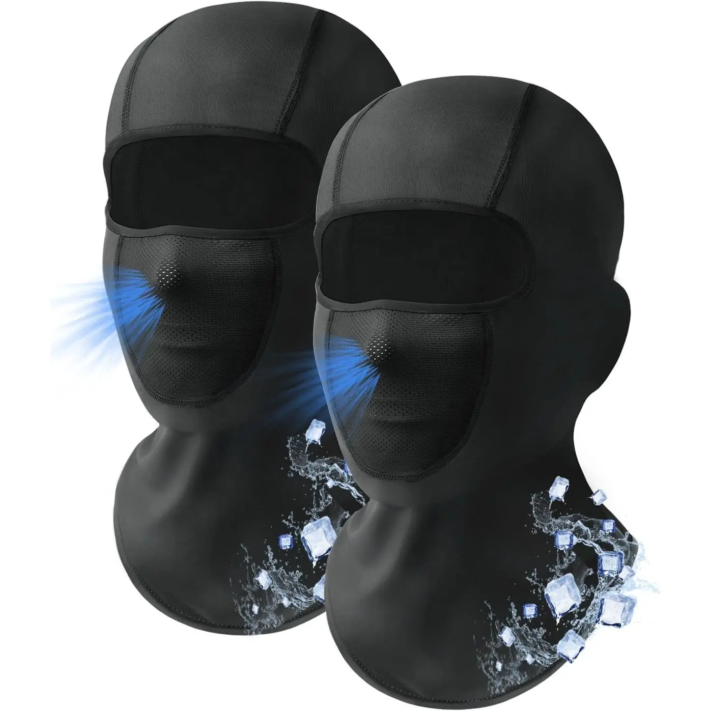 Unisex 2-Pack Cooling Ice Silk Windproof Face Mask, UPF 50+ Sun Protection Hood, Breathable Balaclava Helmet Liner for Riding