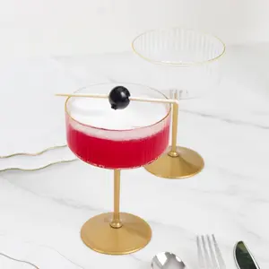 24-Pack Premium Disposable Cocktail Glasses – 10oz Clear Ribbed Plastic Coupe Champagne Cups with Gold Detachable Stem & Base – Party & Event Drinkware. New Limited-Time Offer!