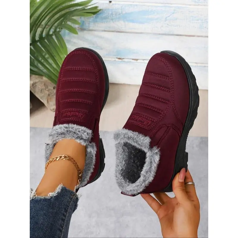 Women's Fleece Lined Winter Boots, Soft Waterproof Anti-Slip Rubber Sole, Textile Lining, Fashion Outdoor Snow Boots Women's Fleece Lined Winter Boots, Soft Waterproof Anti-Slip Rubber Sole, Textile Lining, Fashion Outdoor Snow Boots