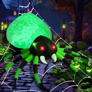 GOOSH 8 FT Outdoor Halloween Decor Inflatable Spider with Magic Light Waterproof Blow Up Yard Inflatables for Garden Lawn Ornaments