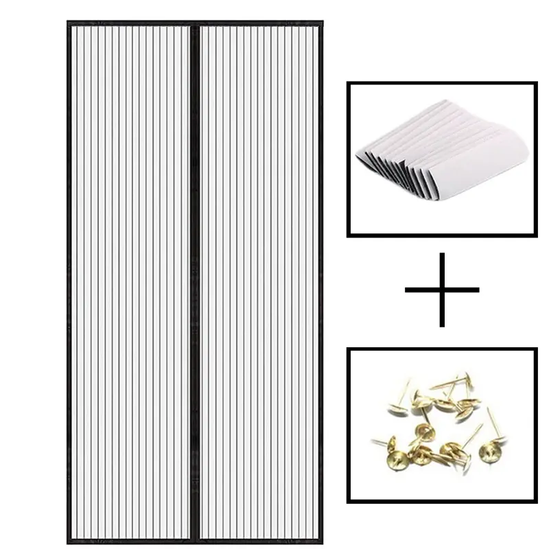 Magnetic Mesh Fabric Door Curtain - Durable Self-Sealing, Insect-Proof, Wind-Proof, Tool-Free Easy Installation, Suitable for Bedroom, Living Room (Black, White Options)