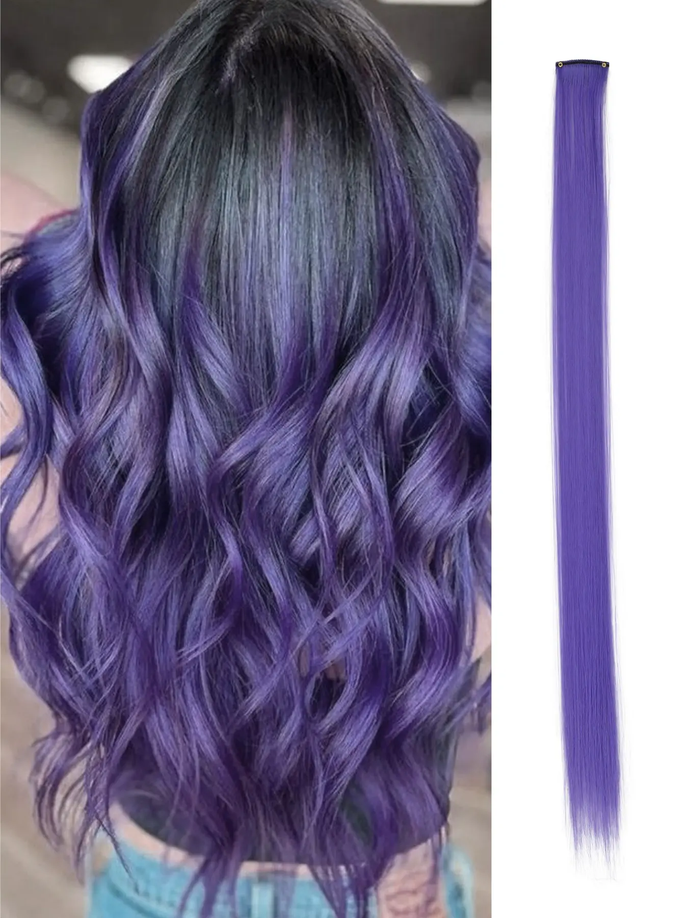 Lehanhair 3pcs Women's Trendy 20inch Long Straight Synthetic Clip-in Hair Extensions, Natural Fluffy Striking Hair Extensions for Highlight, Fashionable Hair Pieces for Daily & Party Decoration, Synthetic Clip Hairpiece, Synthetic Hairpieces