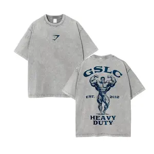 Heavy Duty Gym Washed Grey Tee GSLC 2012 Est Heavyweight Cotton T-shirt Whimsical Sport Gift Vintage Hiphop Washed Shirt Limited Design For Sport Ideal For Gifts